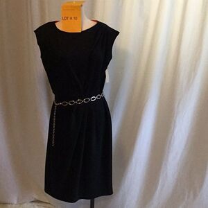 Sleeveless black pleated front dress in 12 NWT